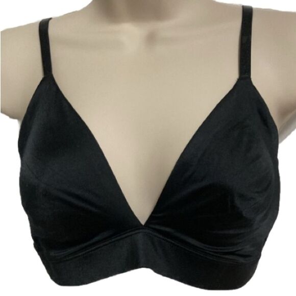 GAP Bralette Black Satin Triangle New Cashmere Womens Large - Picture 1 of 13